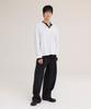 Akesi Contra Layered Henley Neck Long Sleeve_White And Black