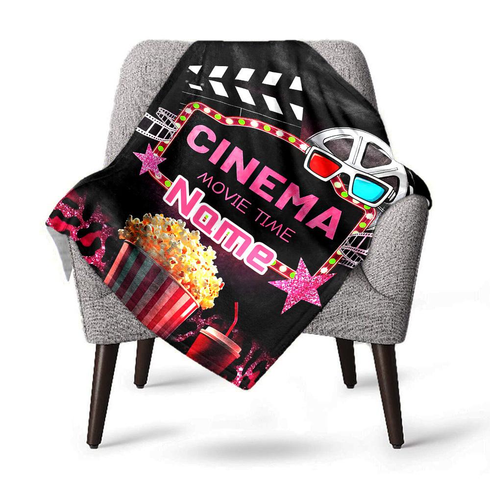 Cinema Movie Time Personalized Blankets Cozy Soft Lightweight Allseason Multipurpose Blanket For Picnics Sofas Offices Beds Living Rooms Perfect Gift