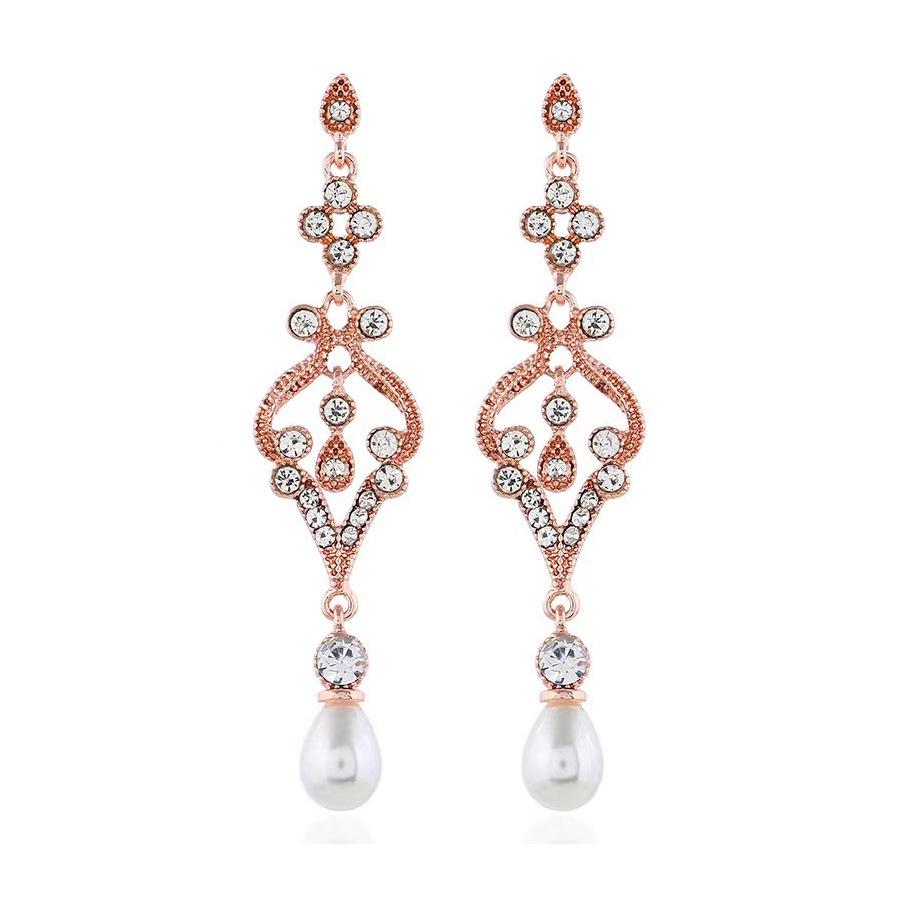 1920s Masquerade Pearl & Diamond Earrings - Gatsby Party, Bride, Wedding, Ball