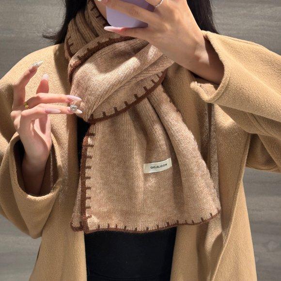 Atmosphere Premium Maillard Winter Warm Scarf Fair Island Knitted Fashion Korean Version Couple Shawl Scarf