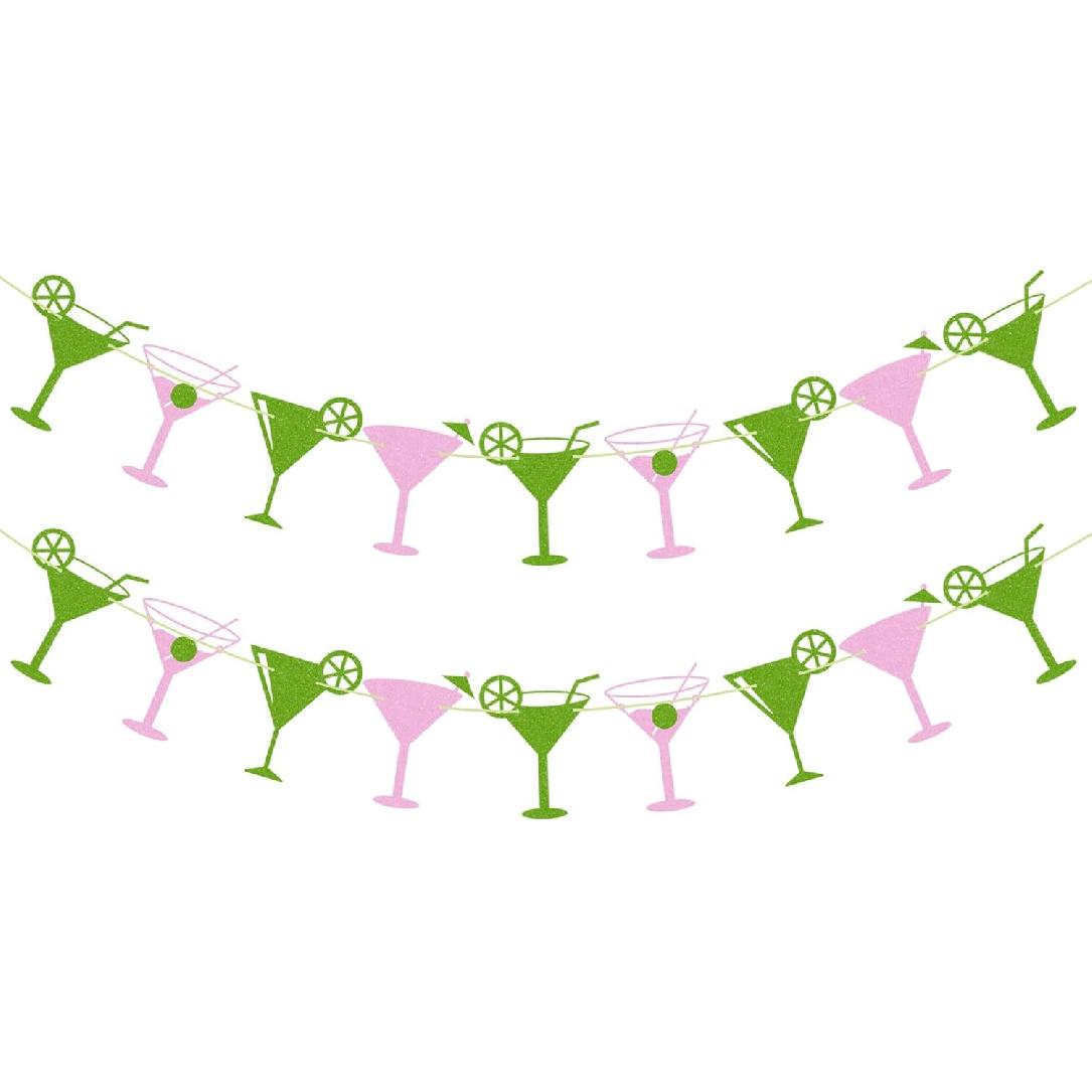 2Pcs Martini Cup Decorations Banners, Martini Cup Party Deco Gifts City Party Supplies, Martini Birthday Ornaments Hanging Martini Glasses Banners