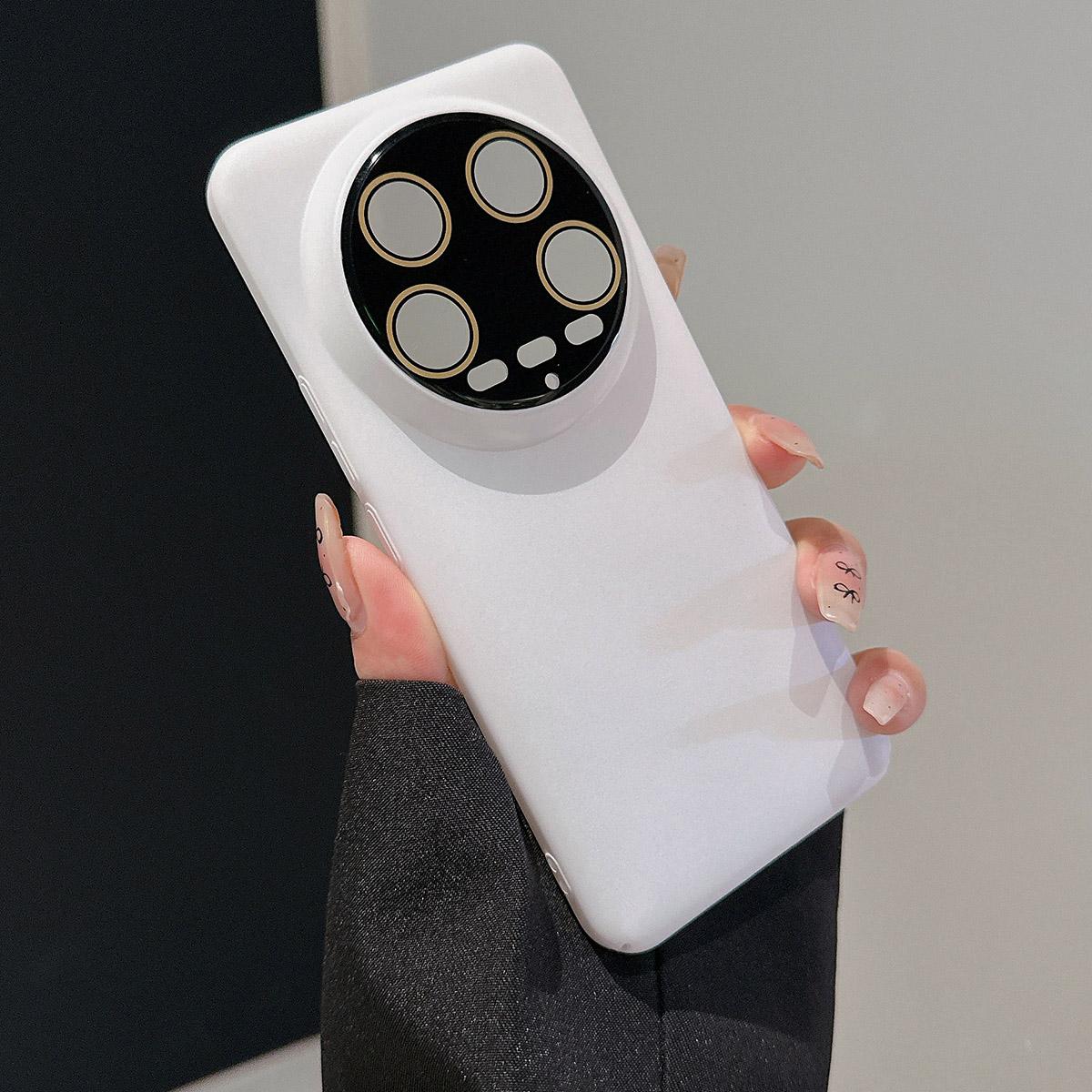 

For Xiaomi 14 Ultra Matte Phone Case Rubberized PC Mobile Cover with Lens Protector White