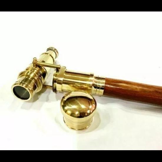 Telescope Handle Vintage Nautical Wooden Walking Stick Cane 38 Inch Long