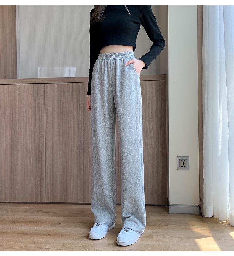 Women's High-Waist Wide-Leg Sweatpants - Spring/Autumn Loose Straight-Leg Fit, Slimming for Thick Legs, Versatile Casual Wear