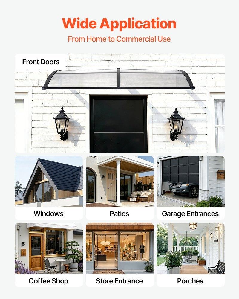 Awnings for Door Entrance, 38 X 78 In, Exterior Front Door Window Awnings with Drainage & ABS Bracket, Rain Snow Sun Protection, Overhang