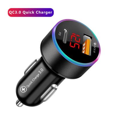 Multifunkční digitální displej QC3.0 single USB nabíjení auta rychlé nabíjení + PD duální rychlé nabíjení mobilní telefon nabíjení auta obecný velkoobchod