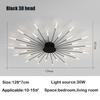 Black 30 Heads Non Dimmable Pendant Lights Creative Fireworks Design Chandelier Modern Ceiling Light for Living Room Exhibition Hall Bedroom