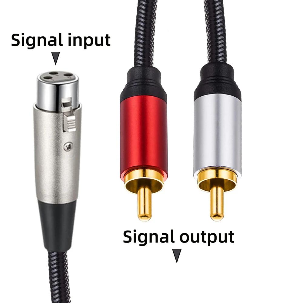 XLR To 2 RCA Cable XLR Male/Female To Dual RCA Male Cable Clear Audio Signal Transmission for Headphone Amplifier Mic