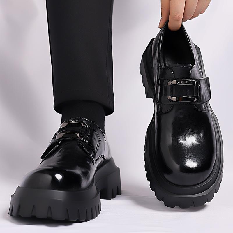 Frühling Koreanische Version von formellen lässigen Derby-Schuhen Herrenlederschuhe Britischer Stil vielseitige Plateau trendige Herrenschuhe