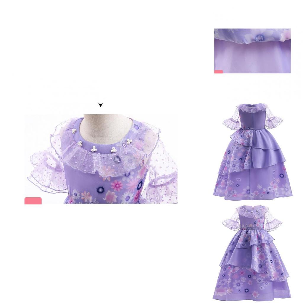 Encanto Isabela Kids Deluxe Puffy Yarn Princess Costume Perfect For Halloween Carnivals And Fancy Dress Parties!