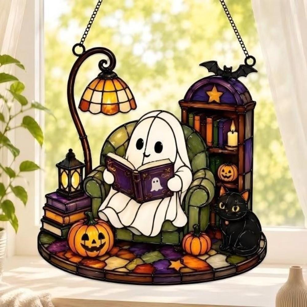 Pumpkin Cat Witch Ghost Pendant Decoration Colorful Window Hanging Decoration Balcony