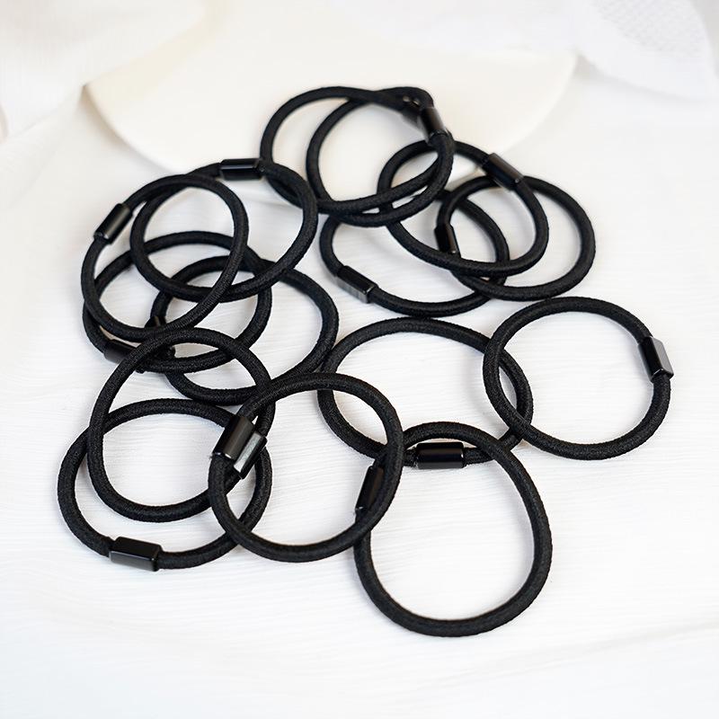 Schwarzes Schleifen-Haargummi mit quadratischer Kunststoffschnalle - DIY Schmuckzubehör Gummiband