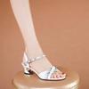 High Heels 4.5cm Summer New Fish Mouth Breathable Hollow Coarse Heel One Button Sandals for Women
