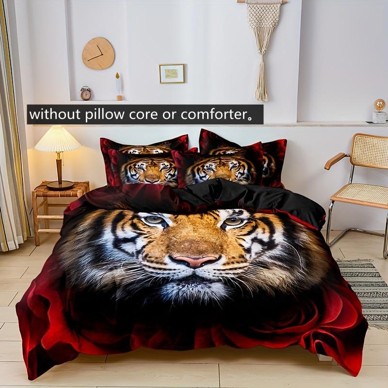 3pcs Duvet Cover Set, Tiger Print Bedding Set, Soft Comfortable Duvet Cover, For Bedroom, Guest Room