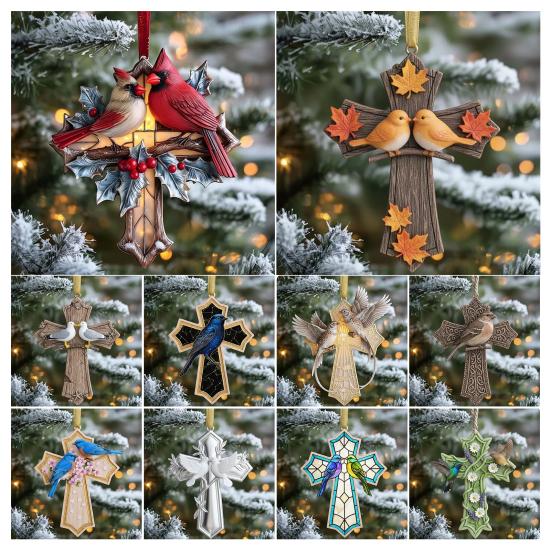 Bird Christmas Ornament Christian Symbol Hanging Decoration Bird And Faith Token Ornament for Xmas Tree