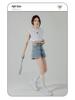 Women's High Waist Denim Shorts - Summer Thin Style, Double Button, Patchwork, Rolled Hem, A-line Wide Leg, Loose Fit, Slimming Hot Pants