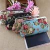 Vintage Blumen Geldbörse Retro Geld Clutch Tasche Tragbare Lange Kussverschluss Geldbörse Täglich