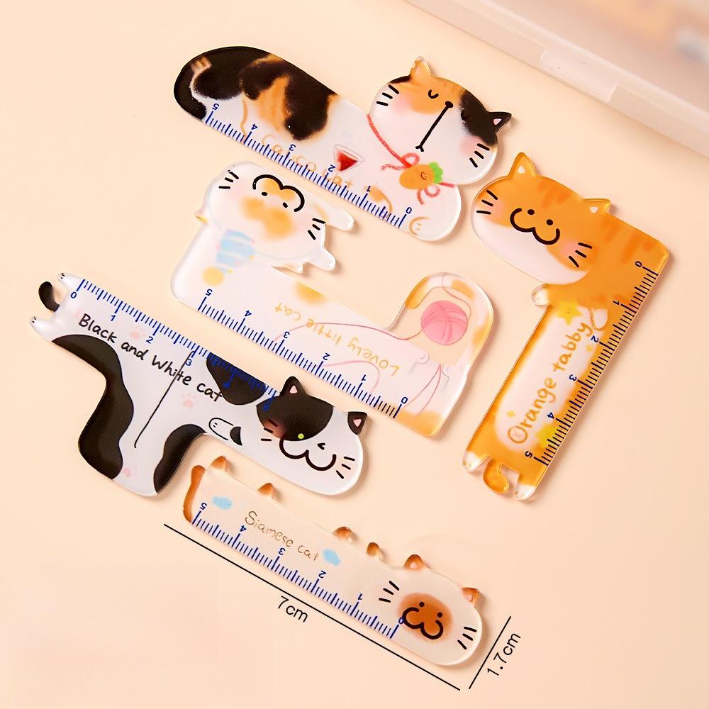Palm ruler mini hand account student pocket cartoon pendant mini creative cat scale Acrylic ruler