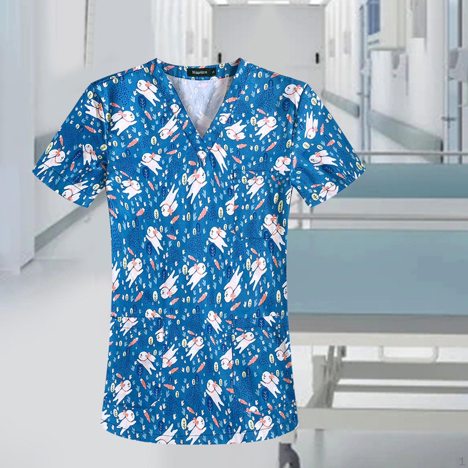 

Скраб для кормления Топ ткань для медсестры с животным принтом дышащая рубашка с карманами для домашних животных L