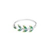 New Arrival Exquisite Green Leaf Epoxy Fashion 925 Silver Jewelry Atmosphere Creative Leaves Opening Rings R128