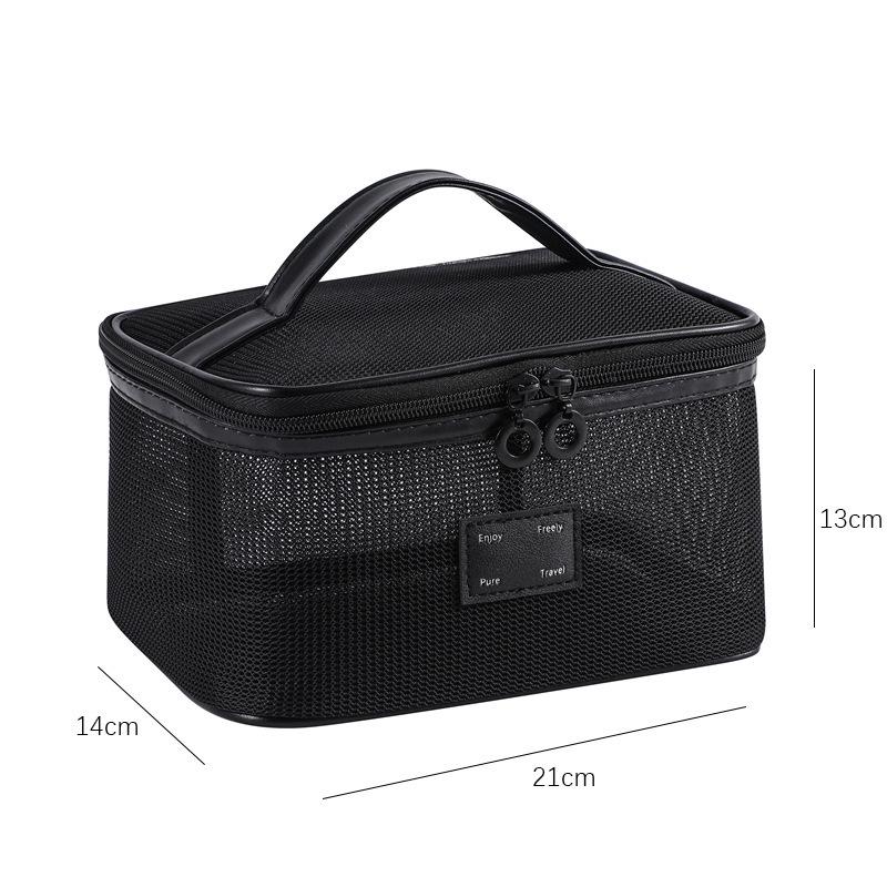 Large Capacity Mesh Makeup Bag - Portable Transparent Toiletry Storage