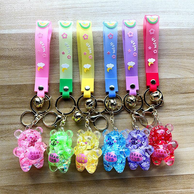 Adorable Soft Rubber Cartoon Oil-bearing Acrylic Bear Keychain Creative Gift