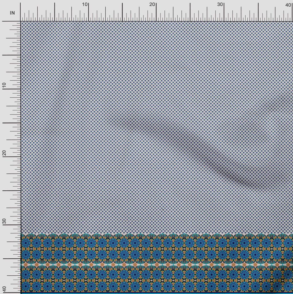 Soimoi Japan Crepe Satin Fabric Mandala & Shield Symbol Panel Printed Craft Fabric by the Metre 42 Inch