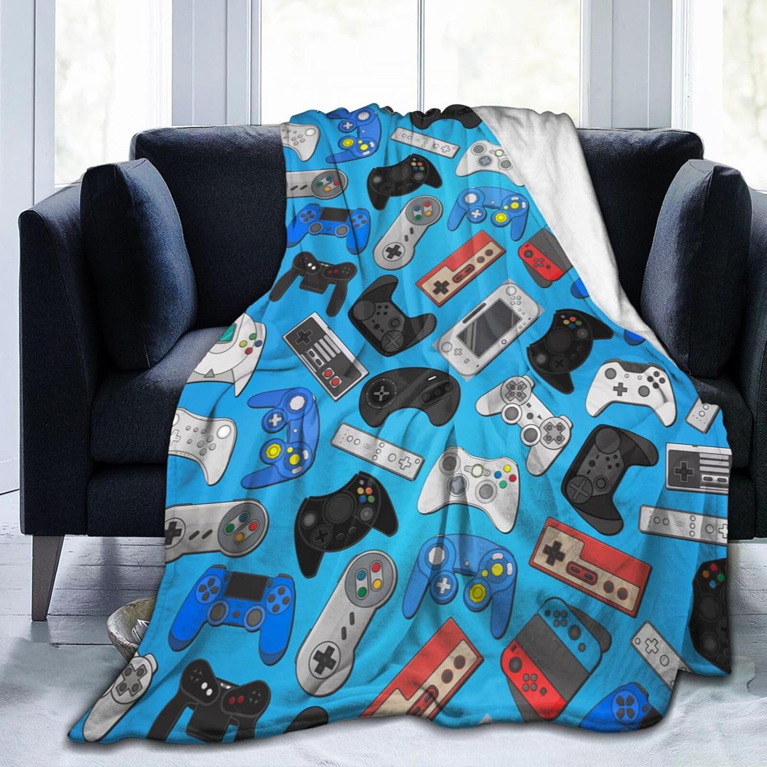 

Gamepad Blanket Cool Game Gift For Boys Game Controller Blanket Gaming Video Game Soft Flannel Throw Blankets For Couch For Kids 70x100cm-XS