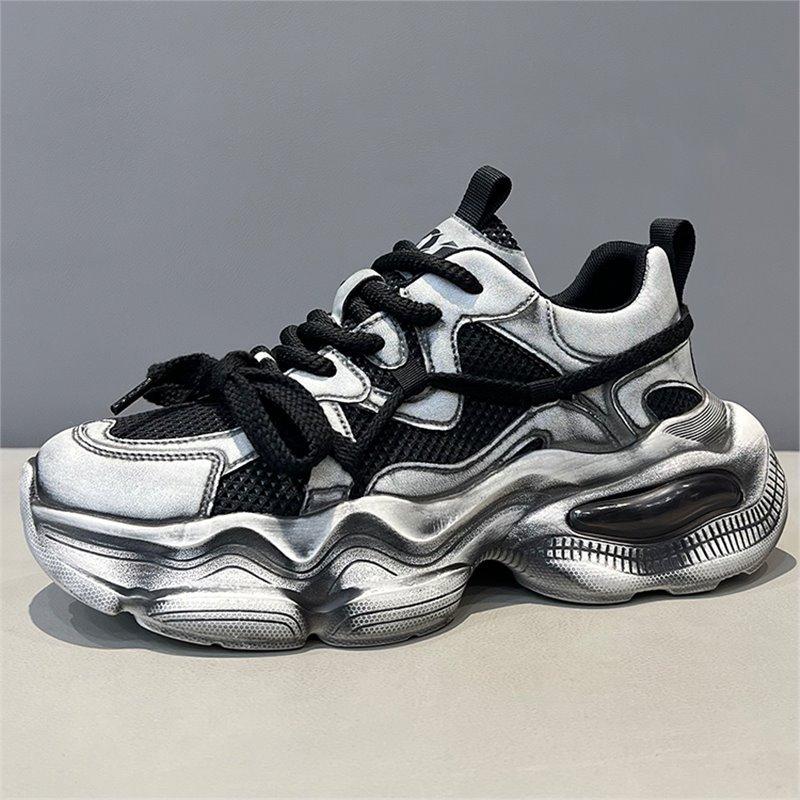 Spring and summer mesh breathable and comfortable casual shoes European air cushion retro thick-soled dad shoes dl