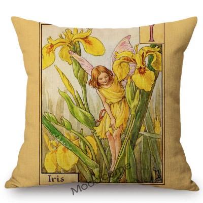 Tarot Alphabet Flower Fairy Baby Nursery Cartoon Art Home Decorative Sofa Throw Pillow Case Lovely Cute Children Cushion Cover