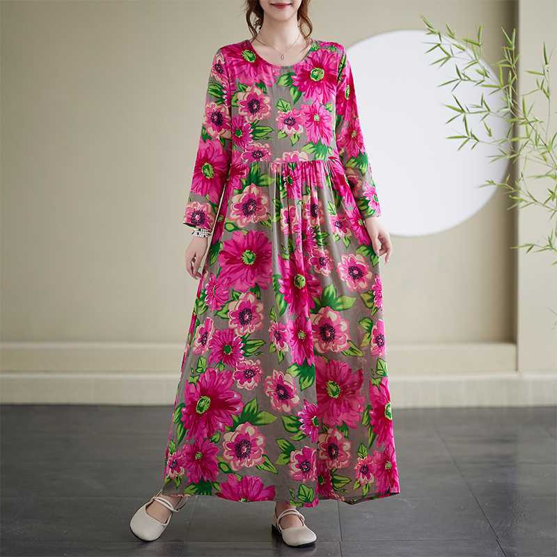 Vintage Long Skirt Flesh Covering Dress