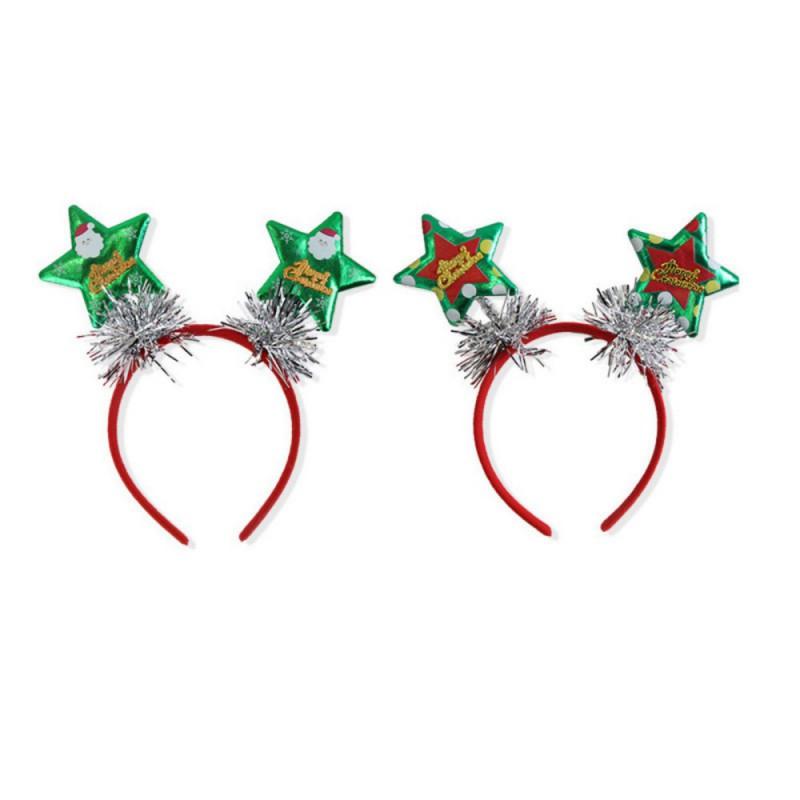 2 шт. Праздничный головной убор, Праздничный рождественский ободок для волос в виде елки, Звездные украшения, Повязка для волос, Легкий золотой блестящий ободок