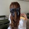 1pc Spring Collection: New Black Satin Bow Long Ribbon Headband Headband, Large Intestine Hoop, Ponytail, Rope Jewelry