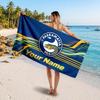 Parramatta Eels Customized Name Text Beach Towel, Soft Absorbent Towel Beach Pool Travel Personal Gift