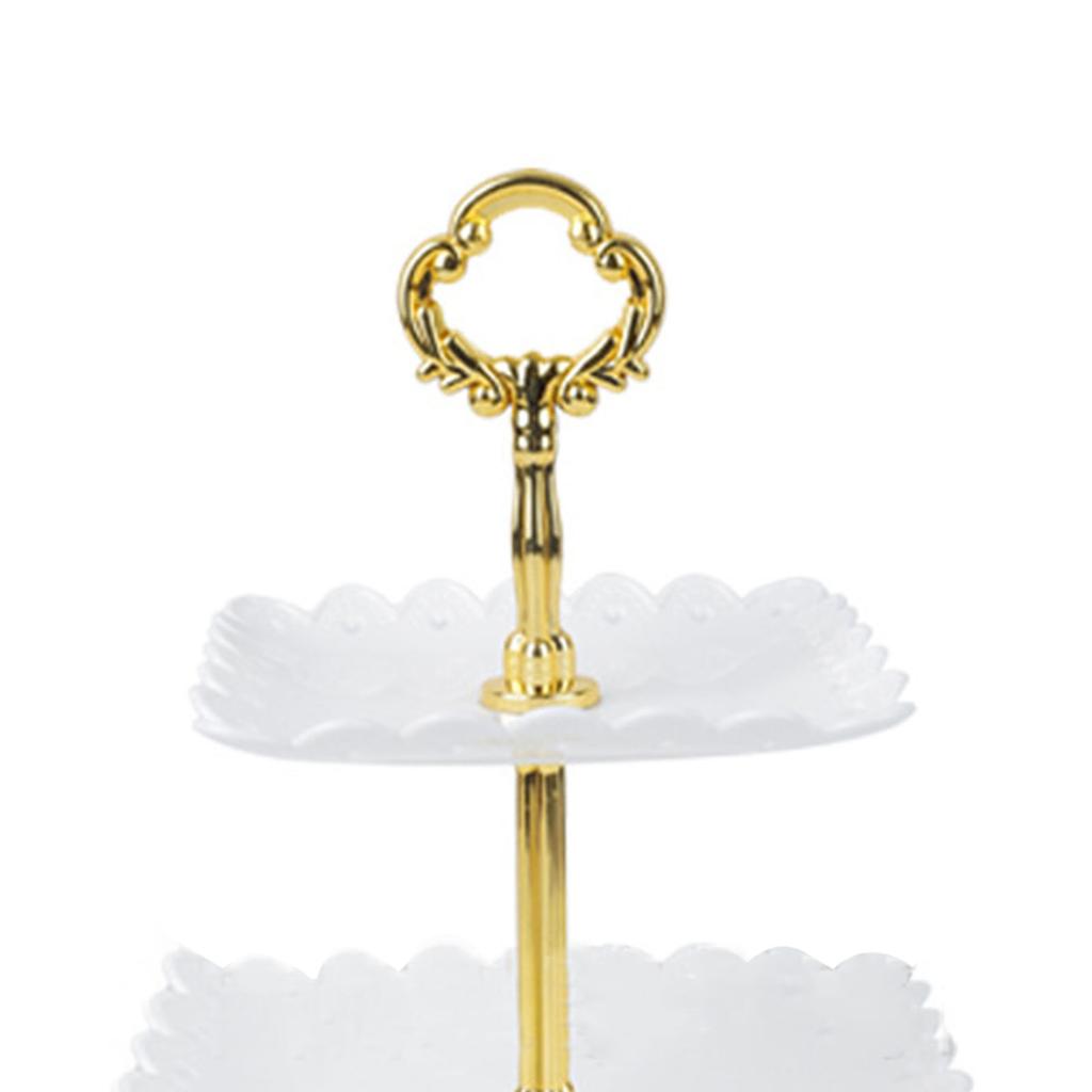 Weißer 3-stöckiger Cupcake-Ständer Stabiler Kunststoff Dekorativ Quadratisch Dessert-Serviertablett Ständer für Hochzeiten