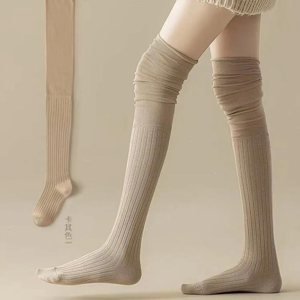 Womens Knee High Socks for Spring and Autumn Jk White Thigh High Stockings Long Boot Spliced Over Knee Length Tube Socks