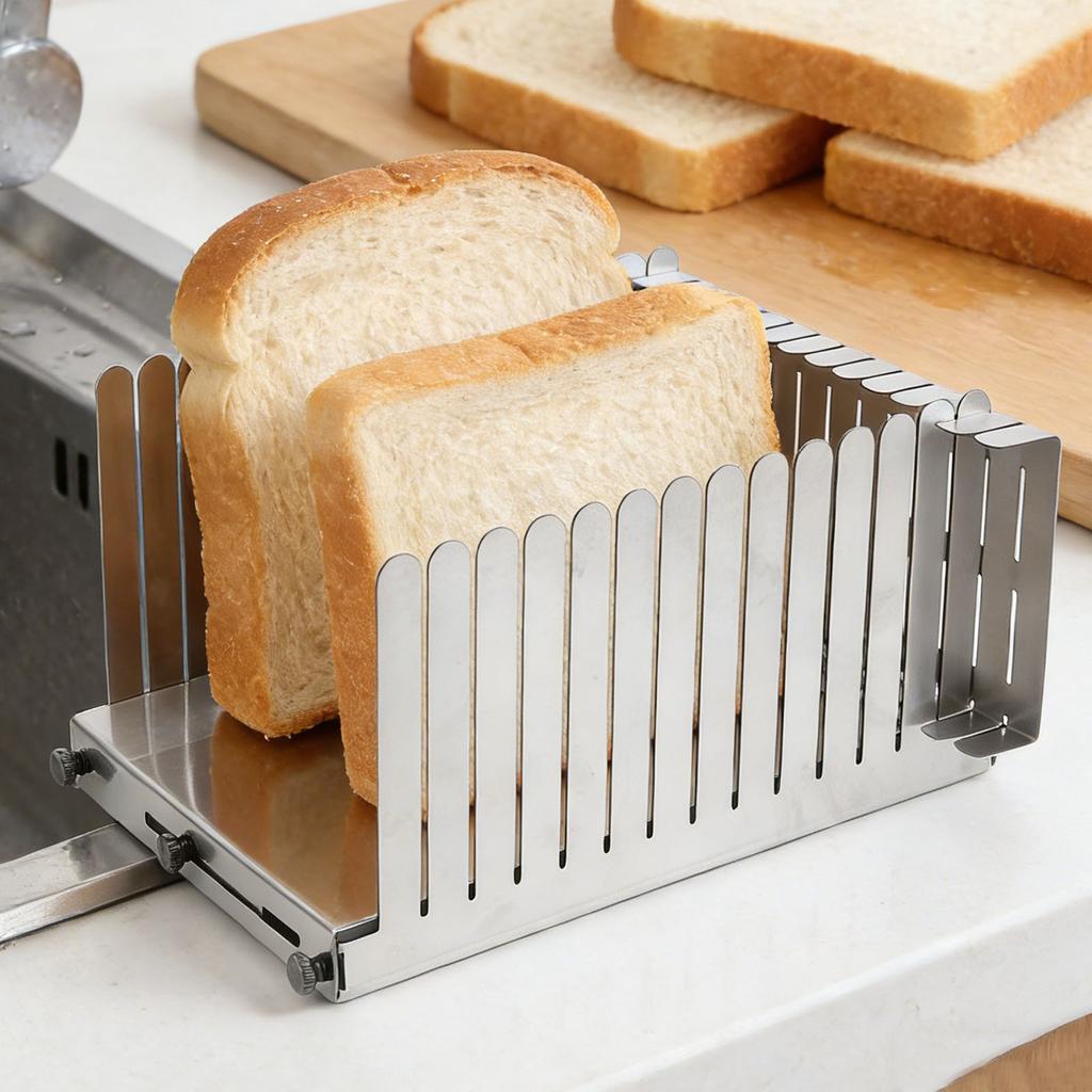 Brotschneideführung Edelstahl Hausgemachtes Brotlaib Toast Scheiben Hilfswerkzeug für Kuchen Bagels Kommerzielles Backen Küche