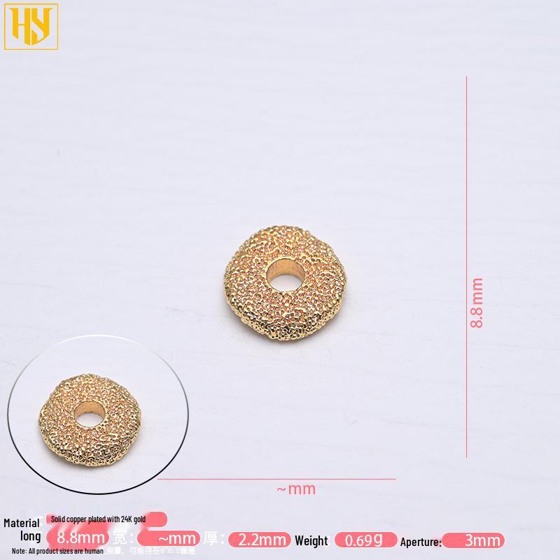 24K Gold Color Sunflower Polka Dot Flat Spacer Beads for DIY Jewelry.