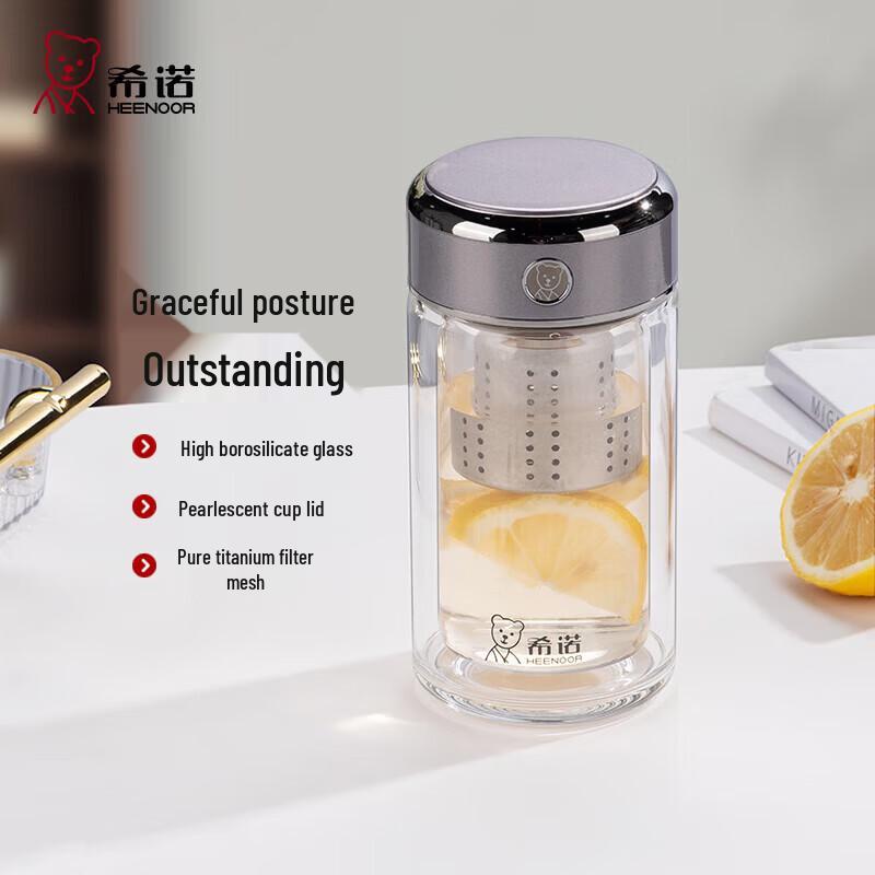 Heenoor Double-Walled Glass Tea Infuser Bottle