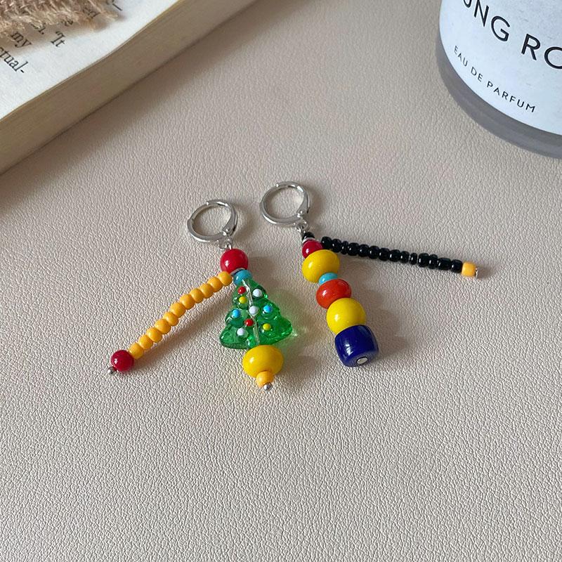 

Новый цвет дофамин атмосфера Рождественская елка асимметричная пряжка для ушей женский праздничный подарок