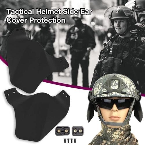 YChoolco Tactical Fast Helmet Side Ear Protection Ear Muff Rail Mount Airsoft Paintball Ear Protector Up Armor Side Cover Rail Kit (Dark Gray)