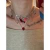 Sweet Cool Red Drip Glaze Butterfly Tassel Multi-Layered Collarbone Chain Necklace Spice Girls Devil's Claw Exaggerated Necklace Women
