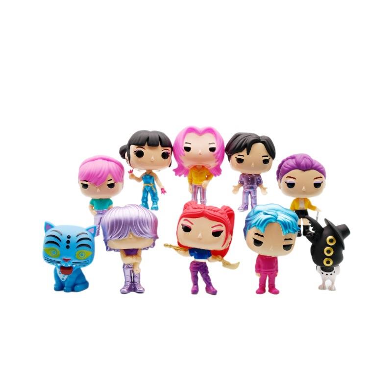 

10pc/Set Anime Kpop Demon Hunters Action Figure Toy Derpys Tiger Rumi Mira Zoey Sussy Figurine Decor Model Toys For Fans Gifts