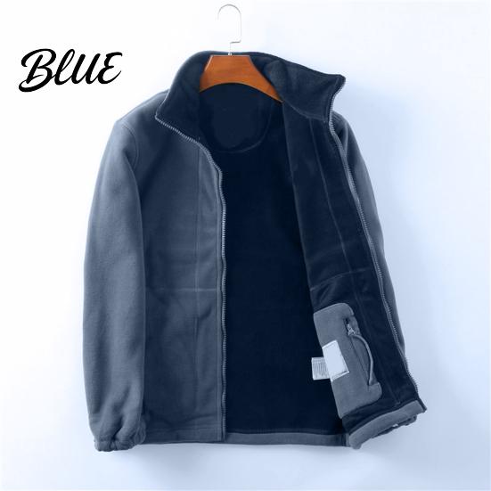 Everyday Men Coat Pockets Autumn Polar Fleece Sleeve Double-Sided Lapel Long Jacket with Winter Solid
