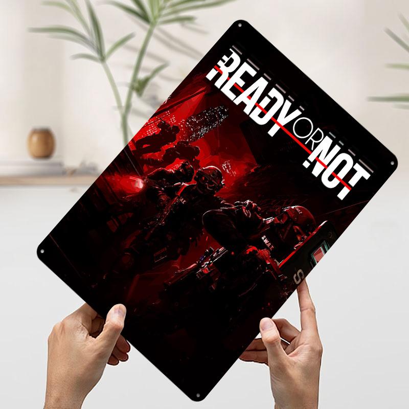 

Ready or Not Game Cover Art Poster Customized Wall Art Vintage Metal Signs Retro Tin Plaque for Man Cave Room Decorations Decor 7.9x11.8In(20x30cm)