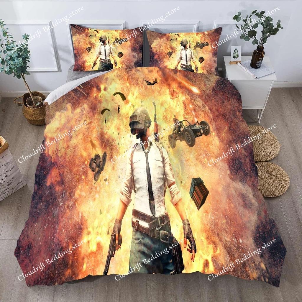 PUBG Duvet Cover Pillowcase Bedding Set PlayerUnknown's Adult Boy Girl Bedroom Decoration Children Single Double Large Size