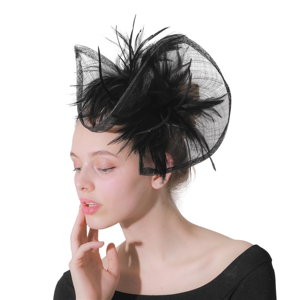 British Ladies Banquet Linen High-End Headgear Fashion Ol Ball Banquet Feather Hair Accessories Export