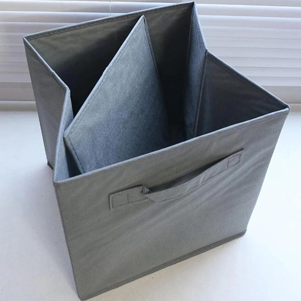 1pc-Grey Uncovered Square Storage Box with Foldable Fabric for Household Use, Snacks, and Miscellaneous Items Sorting Basket
