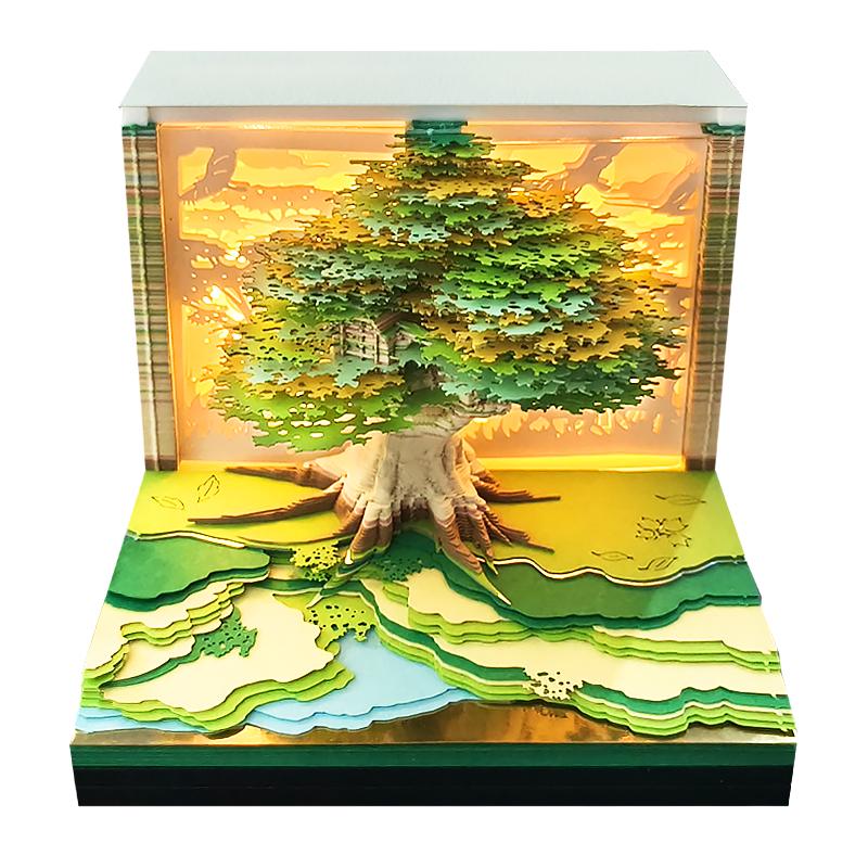 Flower Sea Tree Island Adventure Tree House with Lights: 3D Paper Art Calendar Gift and Romantic Decor Piece