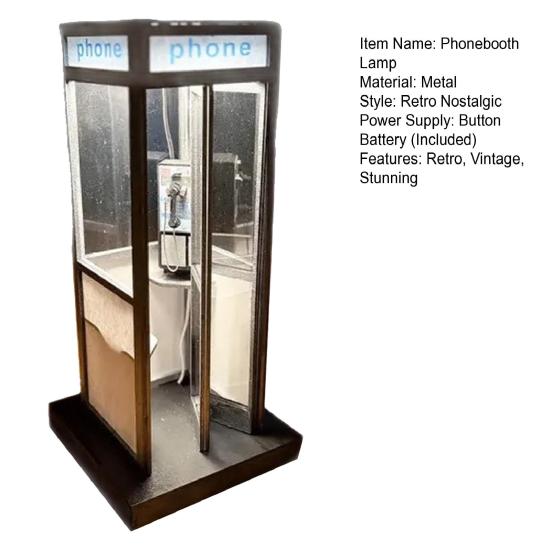 Retro Tall Phonebooth Lamp Vintage Telephone Booth LED Night Light Classic Street Phone